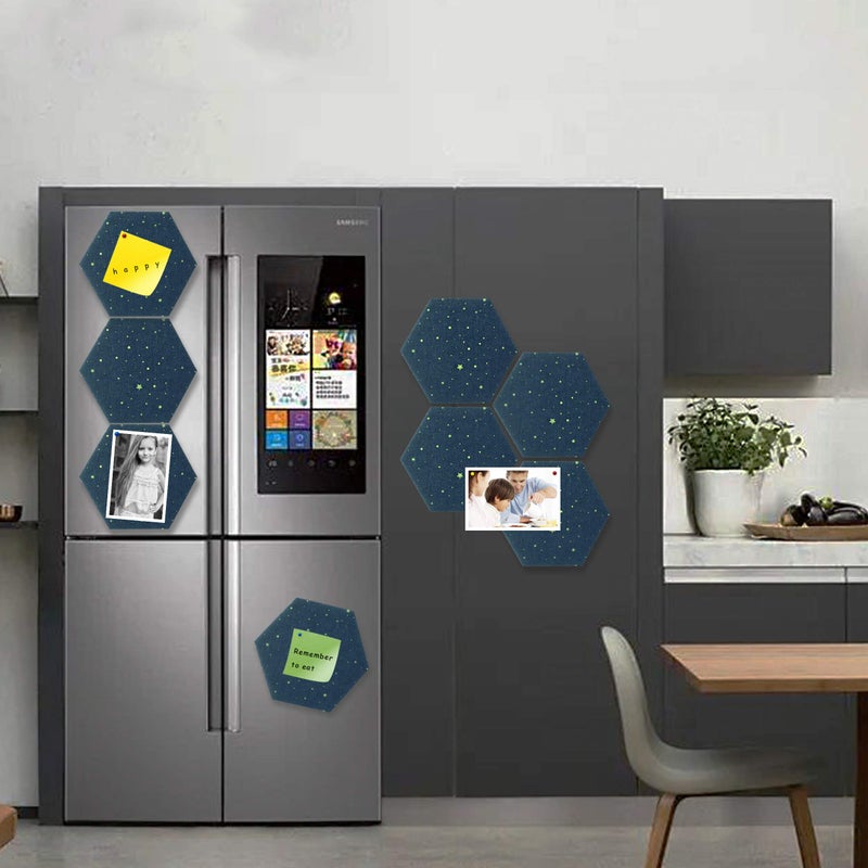 Fovasen Hexagon Felt Board Tiles - Self Adhesive Wall Memo Notice Pin Board Tiles with Push Pins - Star 8 Pcs - Image 3
